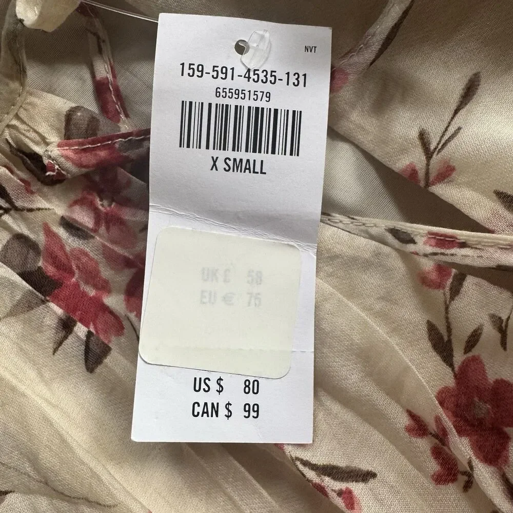 NWT Abercrombie & Fitch Floaty Dress XS Trapeze Mini Floral Boho Lightweight - Picture 11 of 11